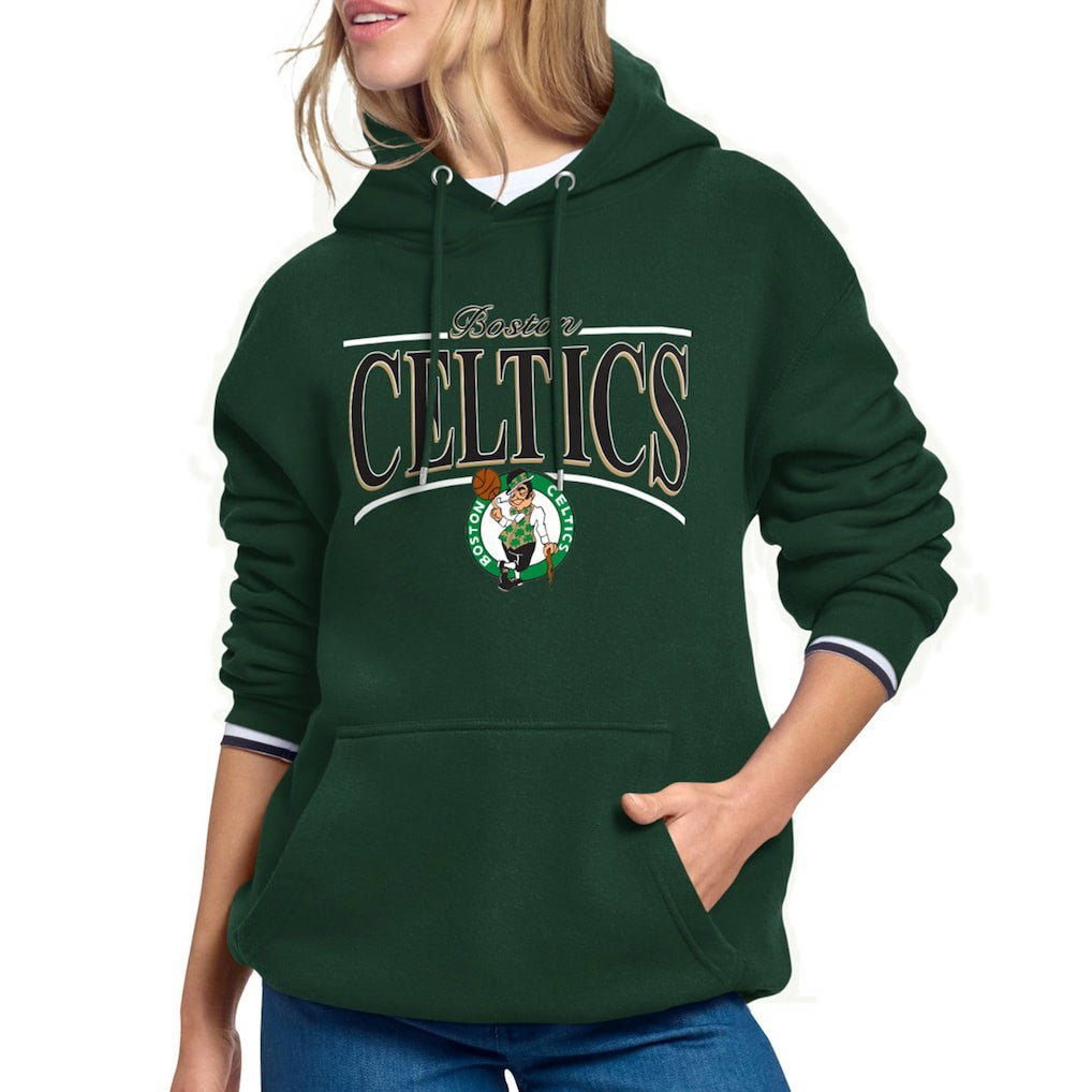 Boston Celtics Starter Women's Arch Stripe Fleece Hoodie Kelly Green