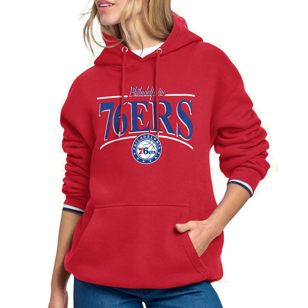 Philadelphia 76ers Starter Women's Arch Stripe Fleece Hoodie Red
