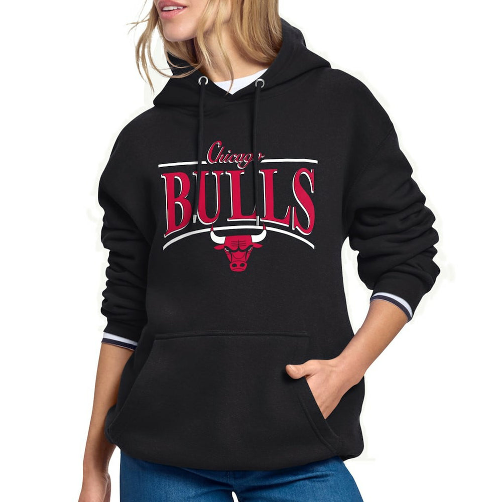 Chicago Bulls Starter Women's Arch Stripe Fleece Hoodie Black
