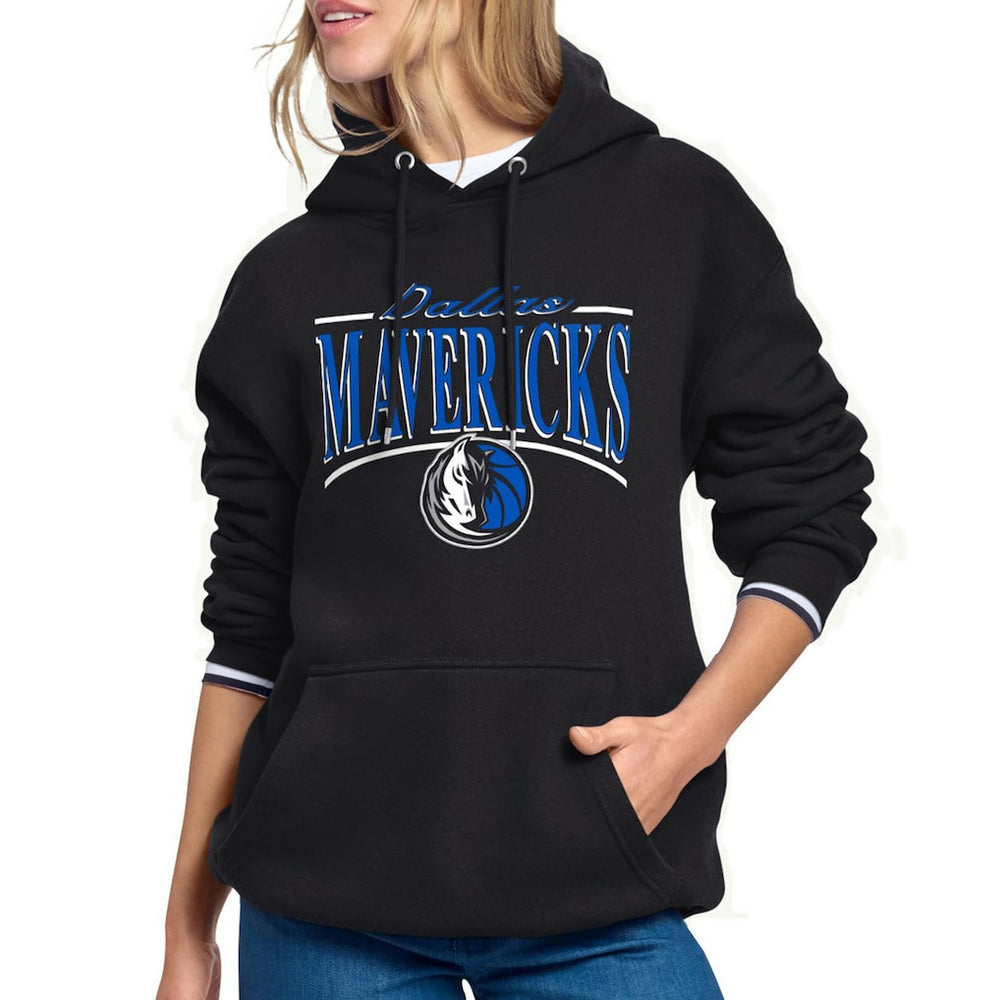 Dallas Mavericks Starter Women's Arch Stripe Fleece Hoodie Black