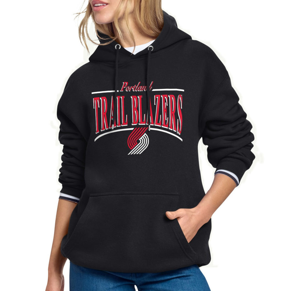 Portland Trail Blazers Starter Women's Arch Stripe Fleece Hoodie Black