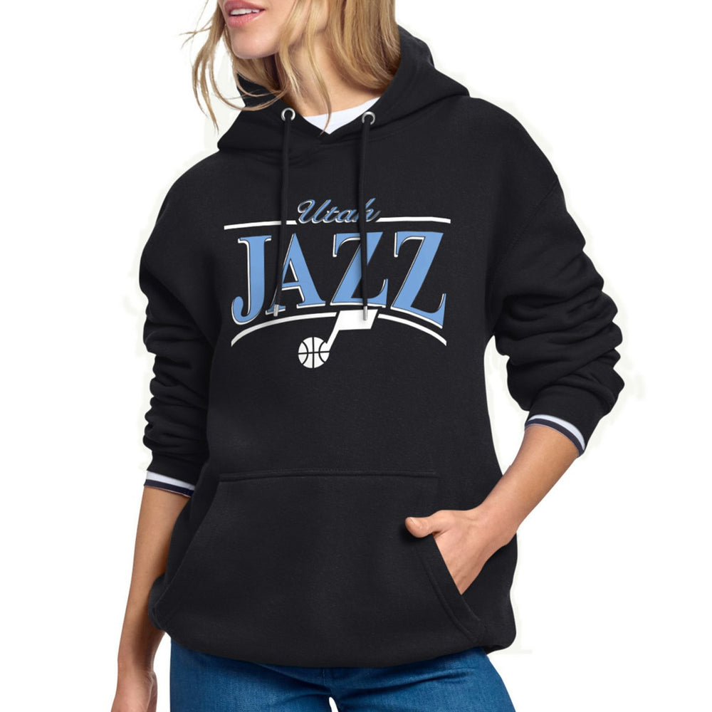 Utah Jazz Starter Women's Arch Stripe Fleece Hoodie Black