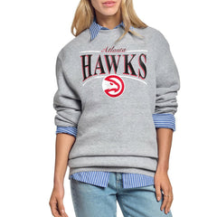 Atlanta Hawks Starter Women's Arch Stripe Fleece Crewneck Sweatshirt Gray