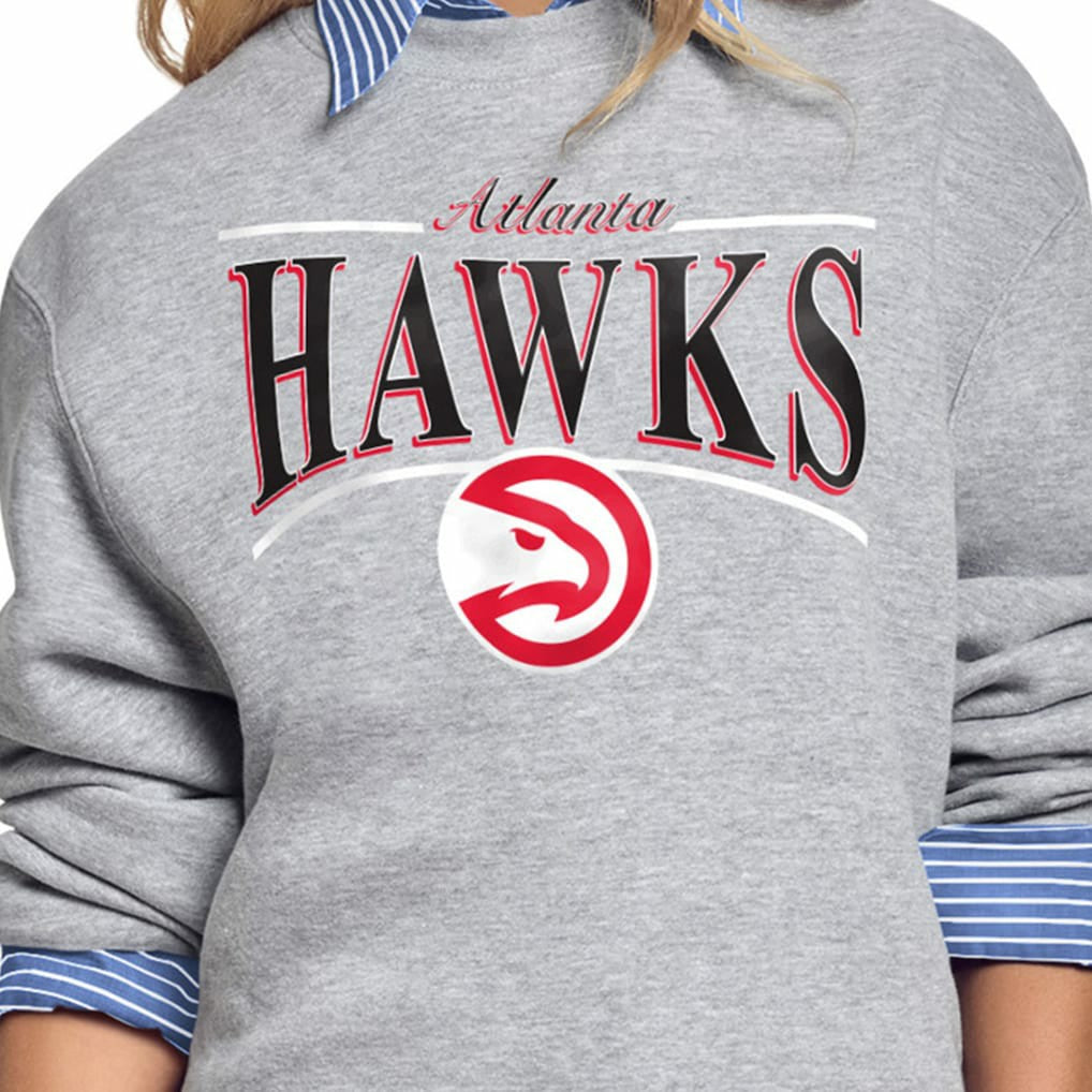 Atlanta Hawks Starter Women's Arch Stripe Fleece Crewneck Sweatshirt Gray