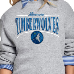 Minnesota Timberwolves Starter Women's Arch Stripe Fleece Crewneck Sweatshirt Gray