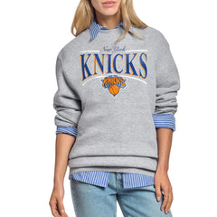 New York Knicks Starter Women's Arch Stripe Fleece Crewneck Sweatshirt Gray