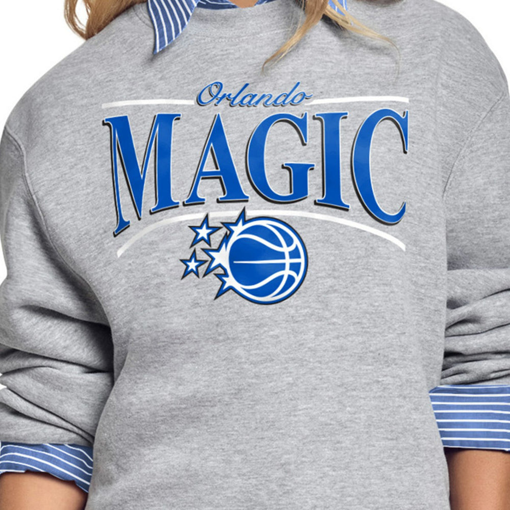 Orlando Magic Starter Women's Arch Stripe Fleece Crewneck Sweatshirt Gray