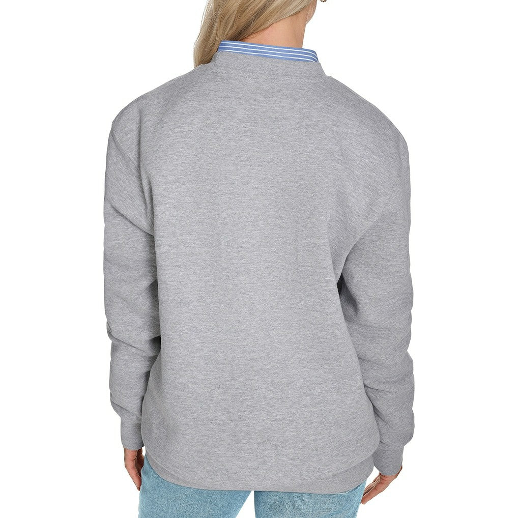 Denver Nuggets Starter Women's Arch Stripe Fleece Crewneck Sweatshirt Gray
