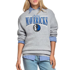 Dallas Mavericks Starter Women's Arch Stripe Fleece Crewneck Sweatshirt Gray