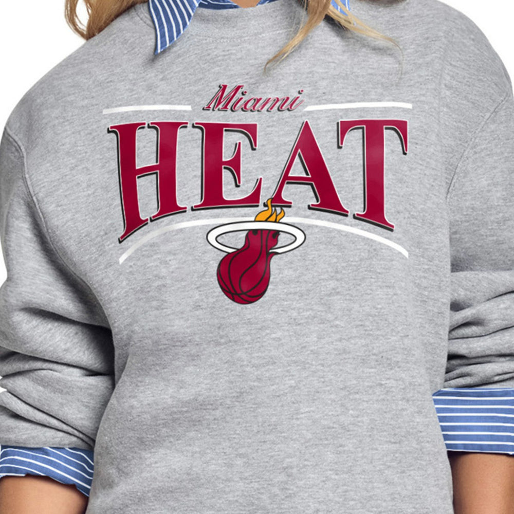Miami Heat Starter Women's Arch Stripe Fleece Crewneck Sweatshirt Gray