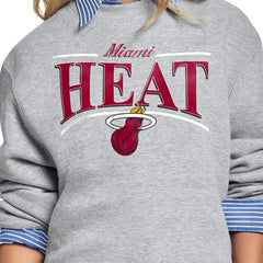 Miami Heat Starter Women's Arch Stripe Fleece Crewneck Sweatshirt Gray
