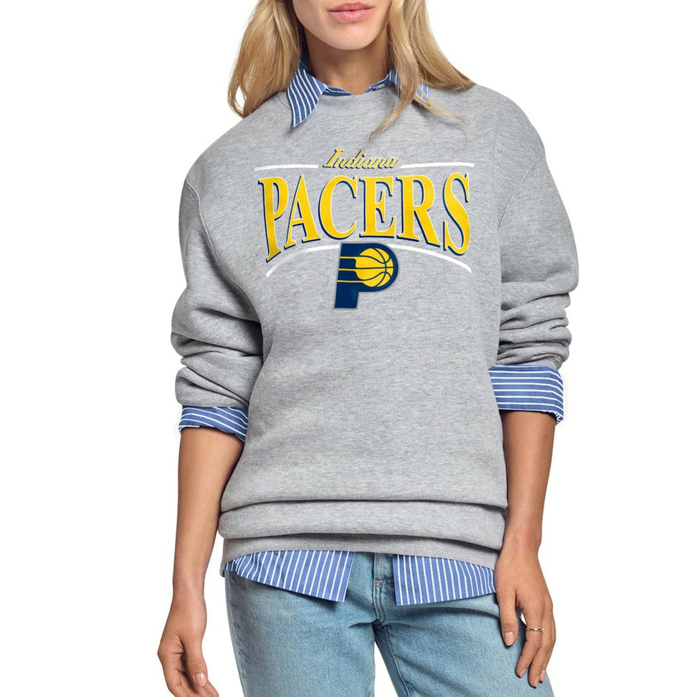 Indiana Pacers Starter Women's Arch Stripe Fleece Crewneck Sweatshirt Gray