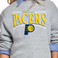 Indiana Pacers Starter Women's Arch Stripe Fleece Crewneck Sweatshirt Gray
