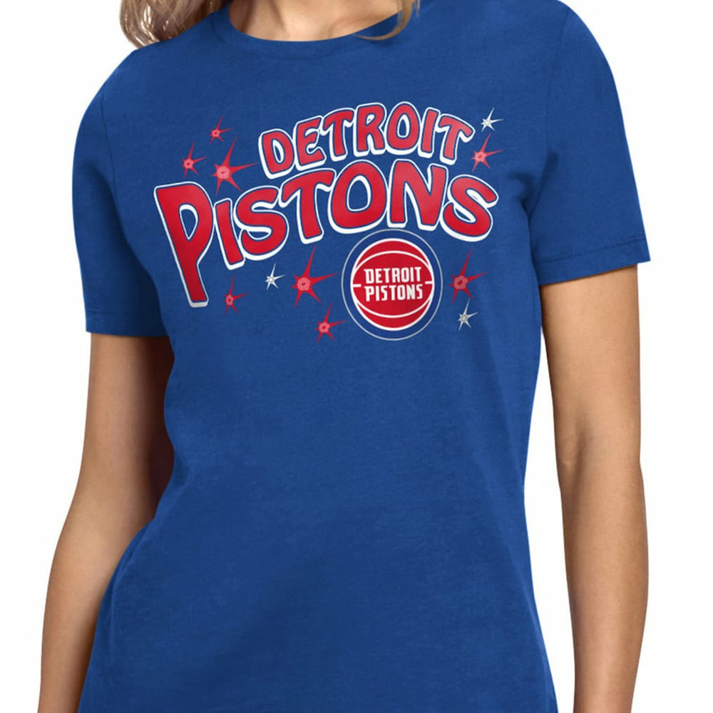 Detroit Pistons Starter Women's Fireworks T-Shirt Blue