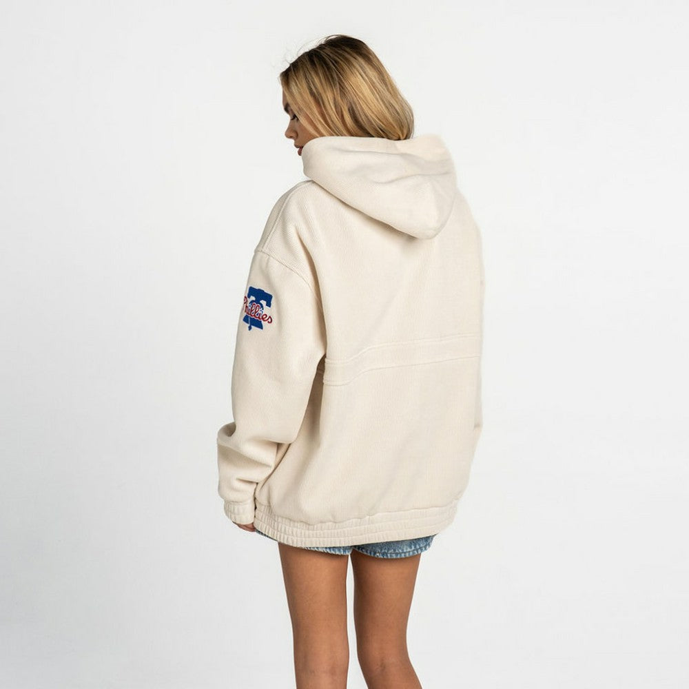 Philadelphia Phillies The Wild Collective Women's Oversized Cord Hoodie - Cream - MLB on Sale