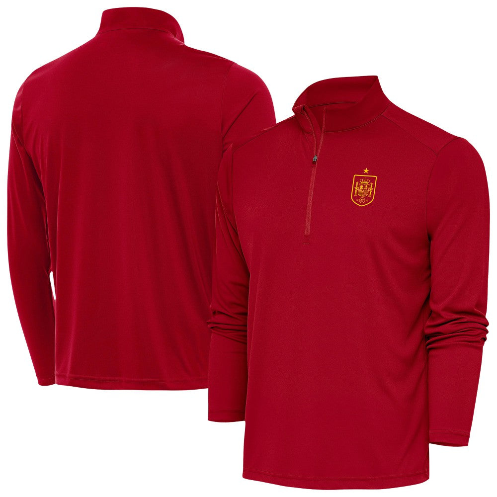 Spain National Team Antigua Statement Quarter-Zip Pullover Red