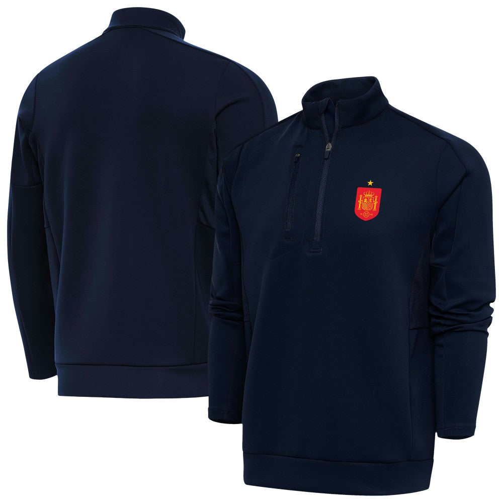 Spain National Team Antigua Genesis Quarter-Zip Pullover Navy