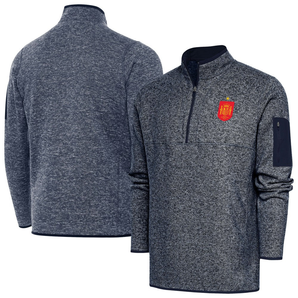 Spain National Team Antigua Elevate Quarter-Zip Pullover Heather Navy