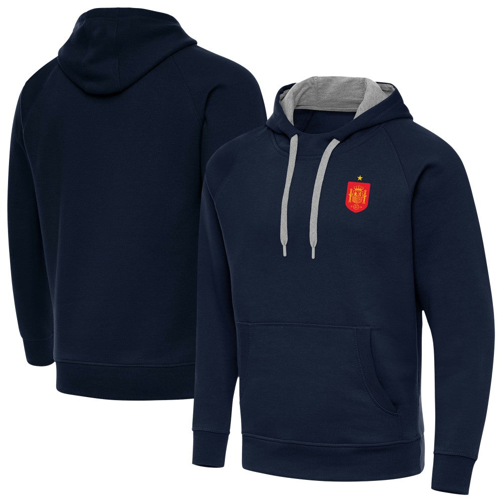Spain National Team Antigua Takeover Fleece Raglan Hoodie Navy