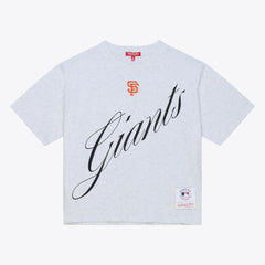 San Francisco Giants Mitchell & Ness Women's Script Cropped Boxy T-Shirt - Heather Gray - Mitchell & Ness Online