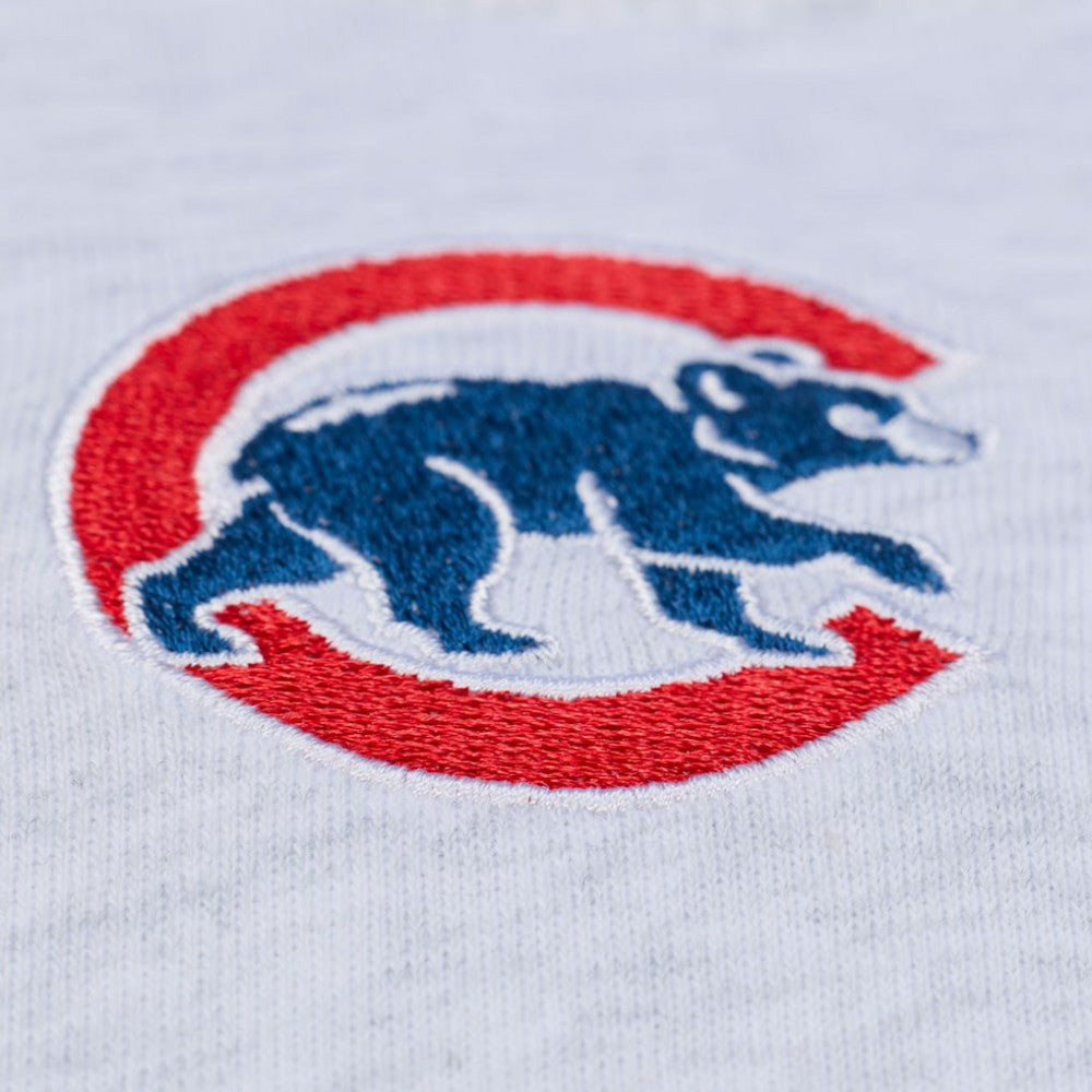 Chicago Cubs Mitchell & Ness Women's Script Cropped Boxy T-Shirt - Heather Gray - Mitchell & Ness Lifestyle