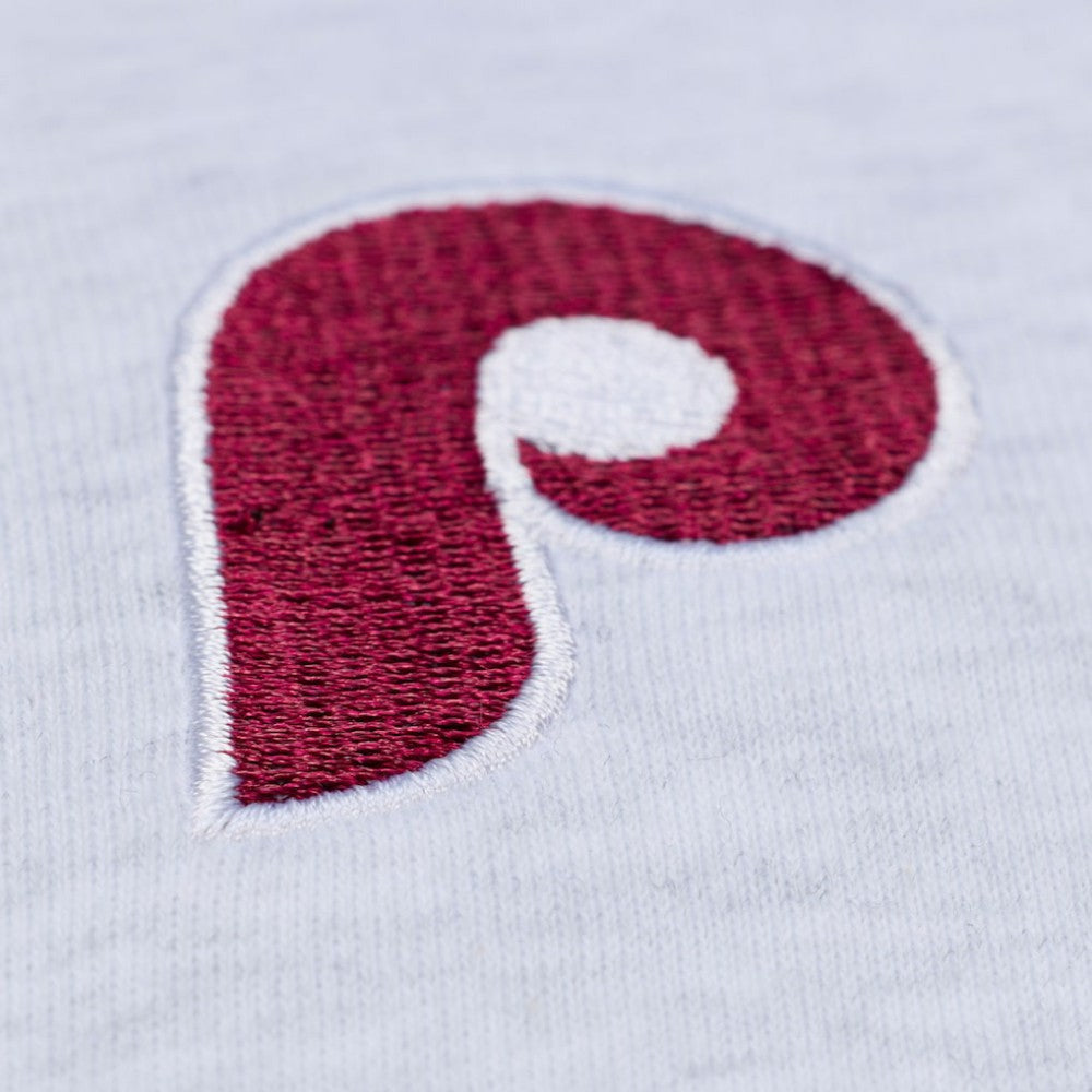 Philadelphia Phillies Mitchell & Ness Women's Script Cropped Boxy T-Shirt - Heather Gray - Mitchell & Ness Discount