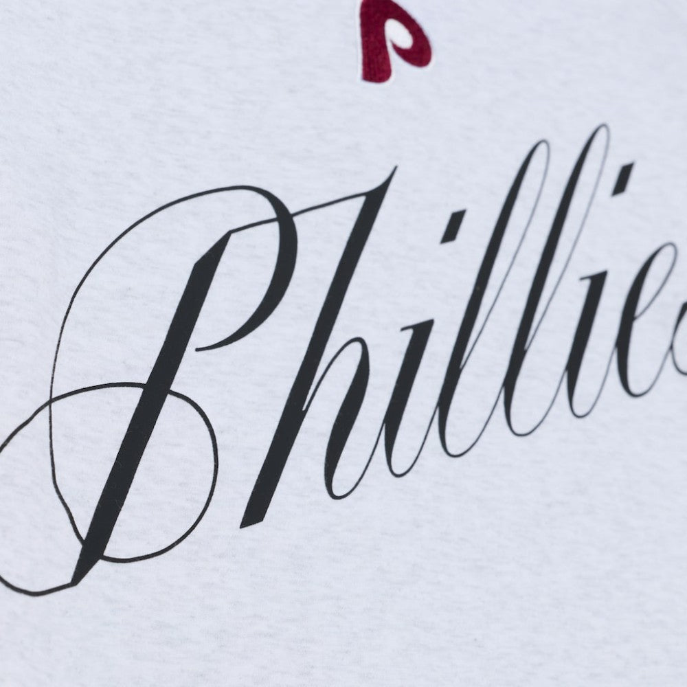 Philadelphia Phillies Mitchell & Ness Women's Script Cropped Boxy T-Shirt - Heather Gray - Mitchell & Ness Discount