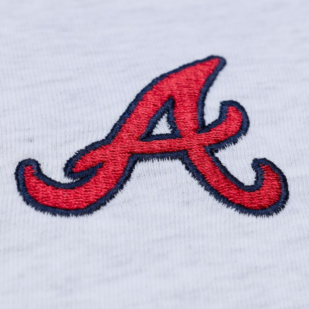 Atlanta Braves Mitchell & Ness Women's Script Cropped Boxy T-Shirt - Heather Gray - Mitchell & Ness on Sale