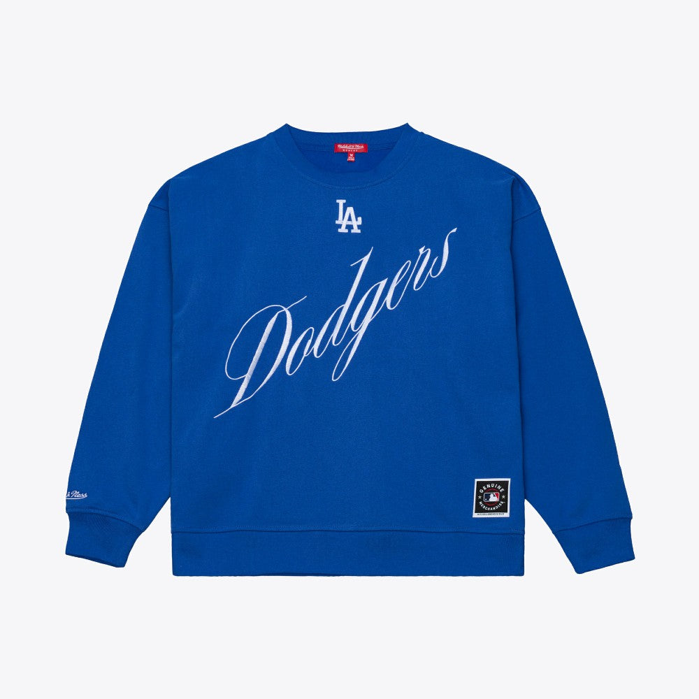 Los Angeles Dodgers Mitchell & Ness Women's Script Sweatshirt - Royal - Mitchell & Ness Online