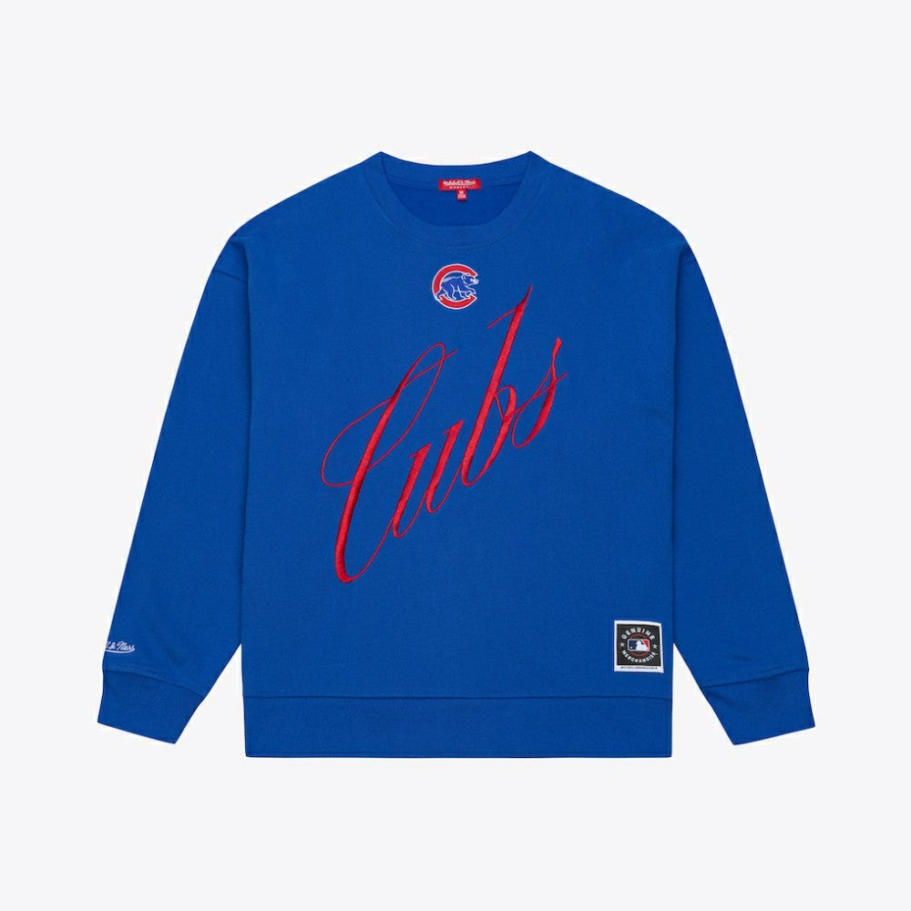 Chicago Cubs Mitchell & Ness Women's Script Sweatshirt - Royal - Mitchell & Ness Lifestyle