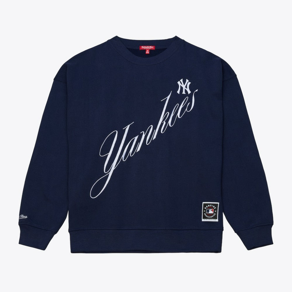 New York Yankees Mitchell & Ness Women's Script Sweatshirt - Navy - Mitchell & Ness Sale