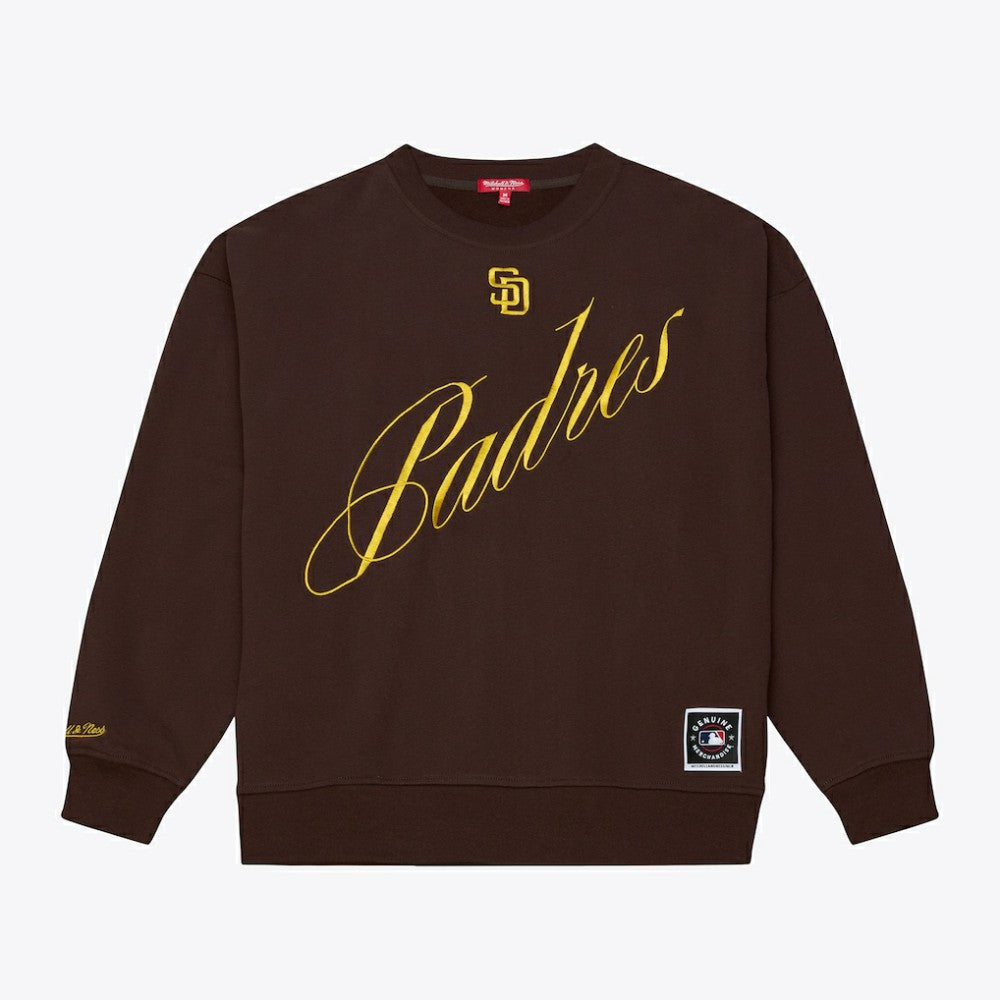 San Diego Padres Mitchell & Ness Women's Script Sweatshirt - Brown - Mitchell & Ness Discount