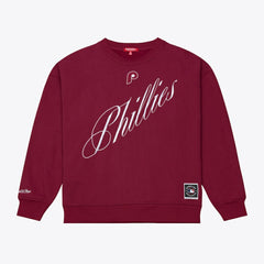 Philadelphia Phillies Mitchell & Ness Women's Script Sweatshirt - Burgundy - Mitchell & Ness Sale