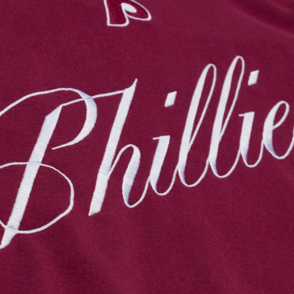 Philadelphia Phillies Mitchell & Ness Women's Script Sweatshirt - Burgundy - Mitchell & Ness Sale