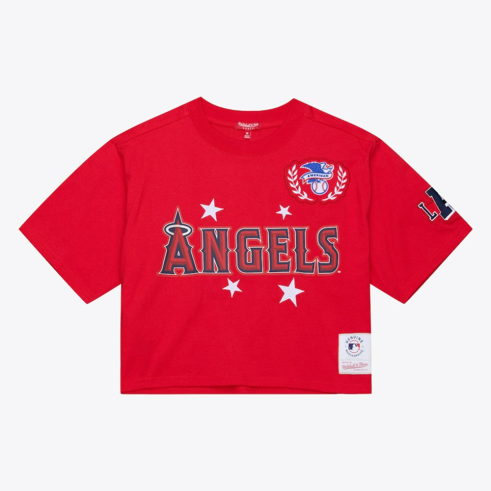 Los Angeles Angels Mitchell & Ness Women's Pep Rally Cropped Boxy T-Shirt - Red - Mitchell & Ness Sale
