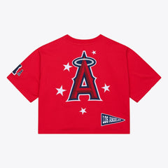 Los Angeles Angels Mitchell & Ness Women's Pep Rally Cropped Boxy T-Shirt - Red - Mitchell & Ness Sale