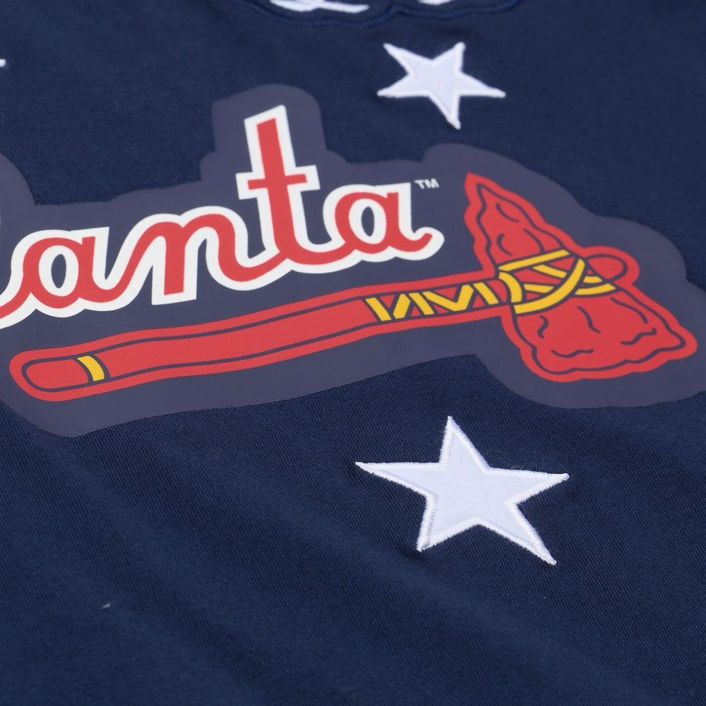 Atlanta Braves Mitchell & Ness Women's Pep Rally Cropped Boxy T-Shirt - Navy - Mitchell & Ness Discount
