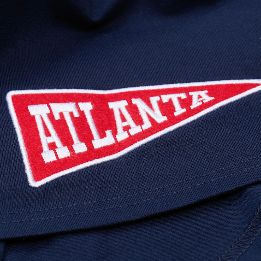 Atlanta Braves Mitchell & Ness Women's Pep Rally Cropped Boxy T-Shirt - Navy - Mitchell & Ness Discount