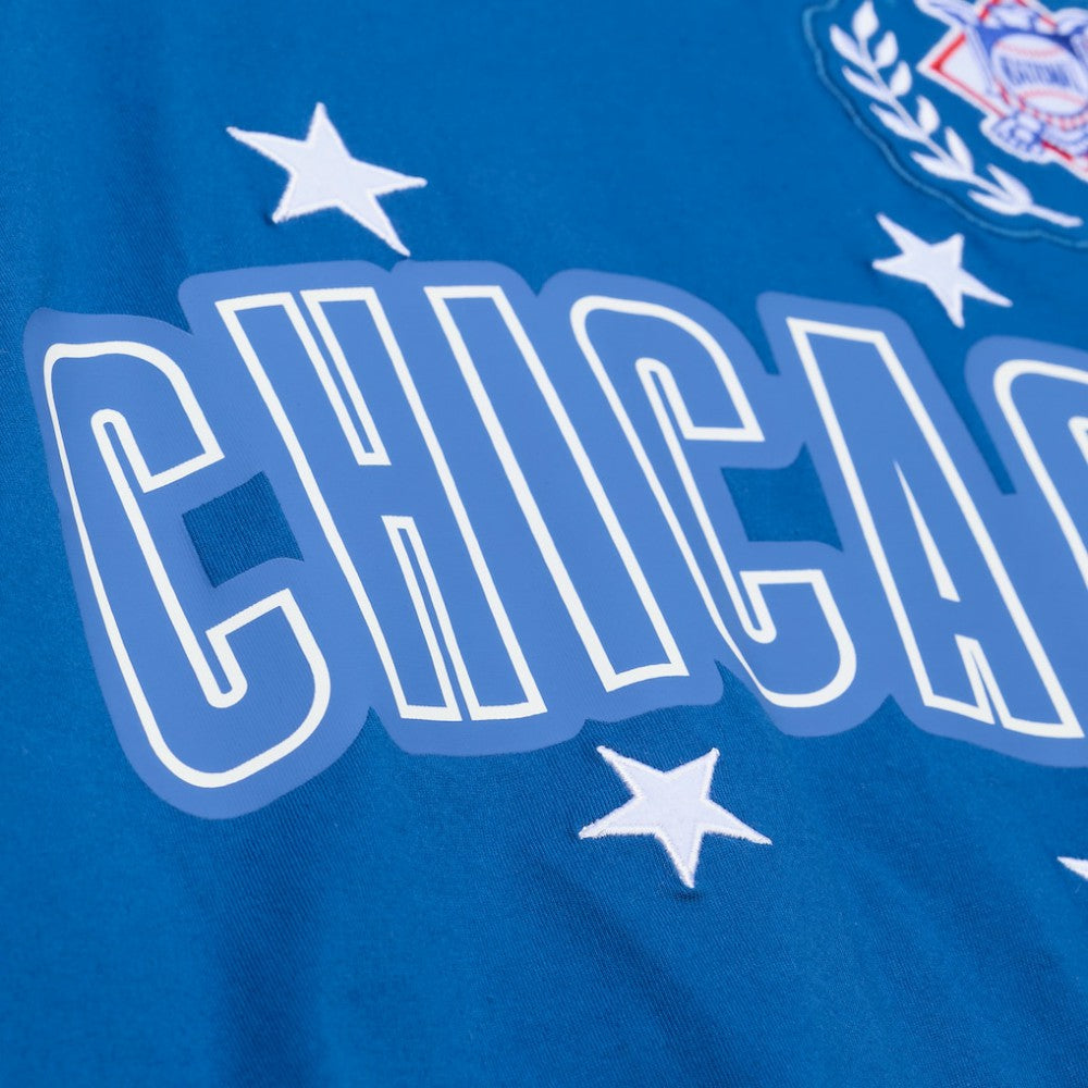 Chicago Cubs Mitchell & Ness Women's Pep Rally Cropped Boxy T-Shirt - Royal - Mitchell & Ness on Sale