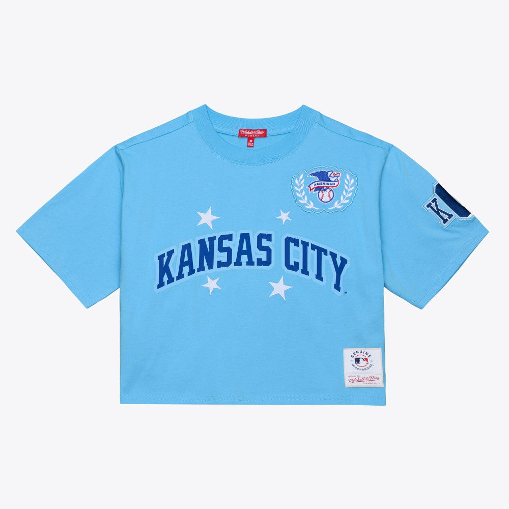 Kansas City Royals Mitchell & Ness Women's Pep Rally Cropped Boxy T-Shirt - Light Blue - Mitchell & Ness Sale