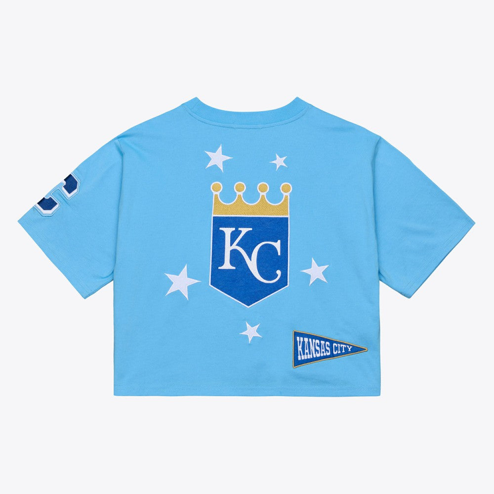 Kansas City Royals Mitchell & Ness Women's Pep Rally Cropped Boxy T-Shirt - Light Blue - Mitchell & Ness Sale
