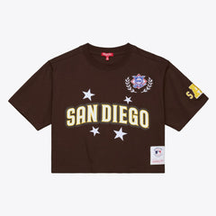 San Diego Padres Mitchell & Ness Women's Pep Rally Cropped Boxy T-Shirt - Brown - Mitchell & Ness on Sale