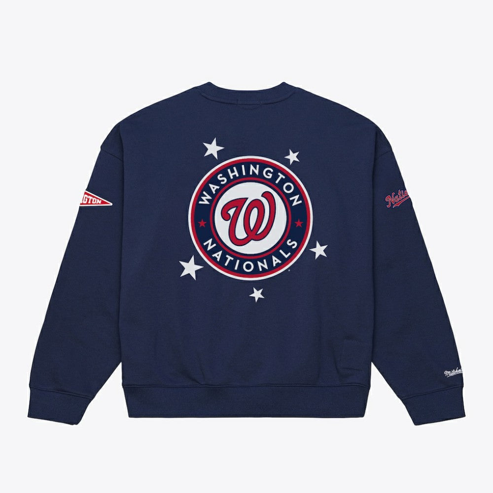 Washington Nationals Mitchell & Ness Women's Pep Rally Sweatshirt - Navy - Mitchell & Ness Lifestyle