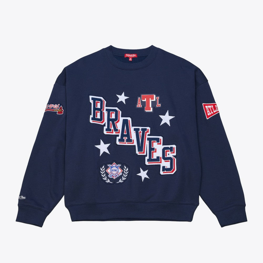 Atlanta Braves Mitchell & Ness Women's Pep Rally Sweatshirt - Navy - Mitchell & Ness Sale
