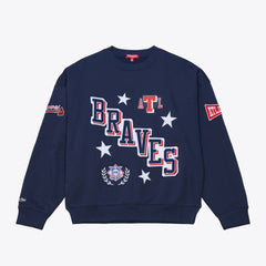 Atlanta Braves Mitchell & Ness Women's Pep Rally Sweatshirt - Navy - Mitchell & Ness Sale