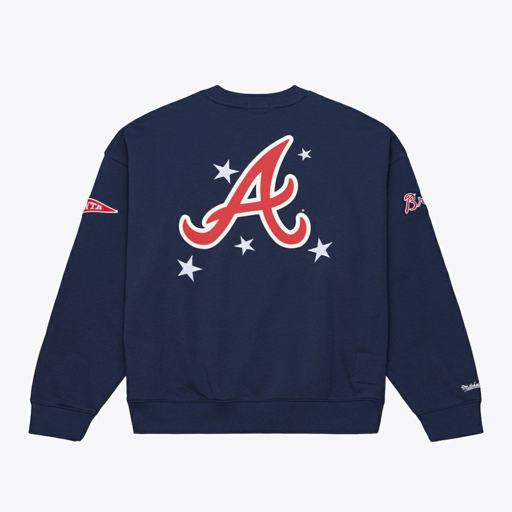 Atlanta Braves Mitchell & Ness Women's Pep Rally Sweatshirt - Navy - Mitchell & Ness Sale