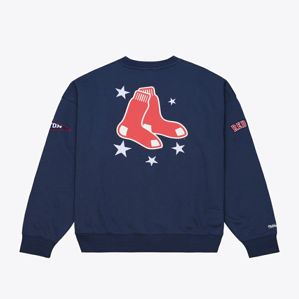 Boston Red Sox Mitchell & Ness Women's Pep Rally Sweatshirt - Navy - Mitchell & Ness on Sale