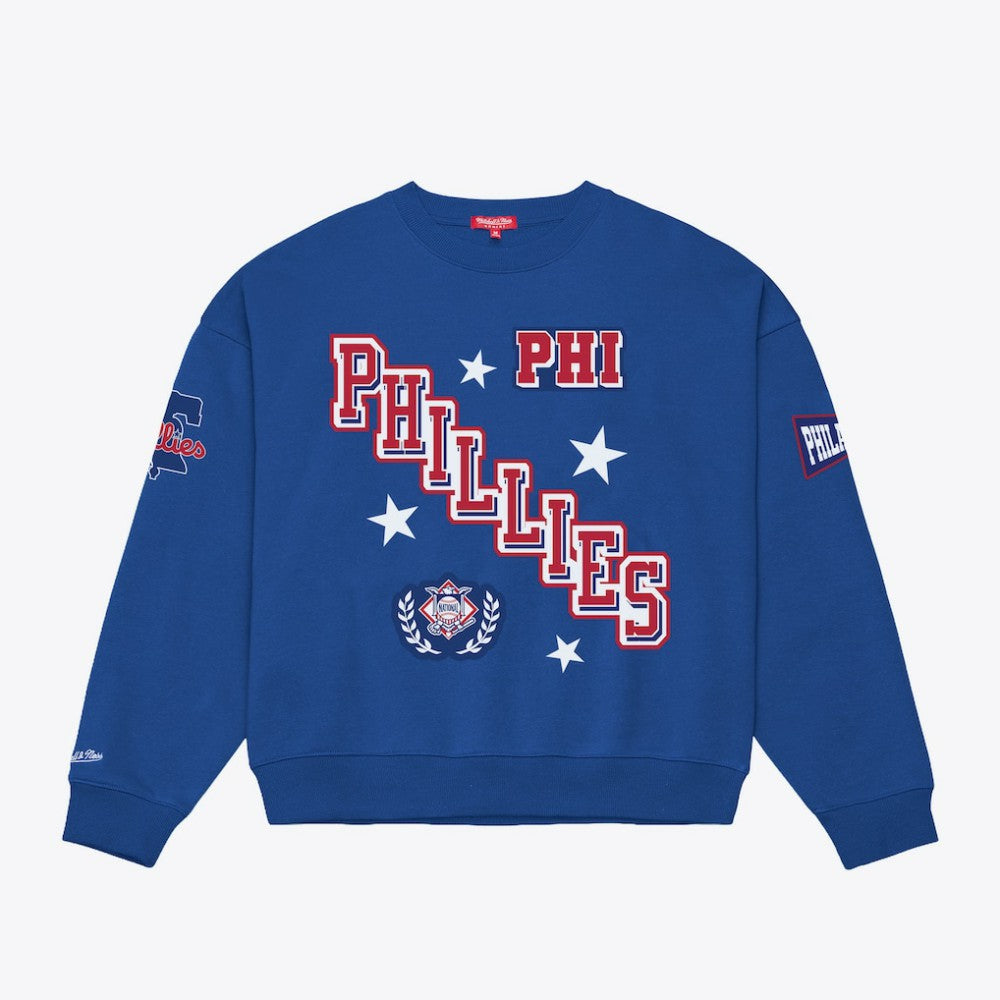 Philadelphia Phillies Mitchell & Ness Women's Pep Rally Sweatshirt - Royal - Mitchell & Ness Discount