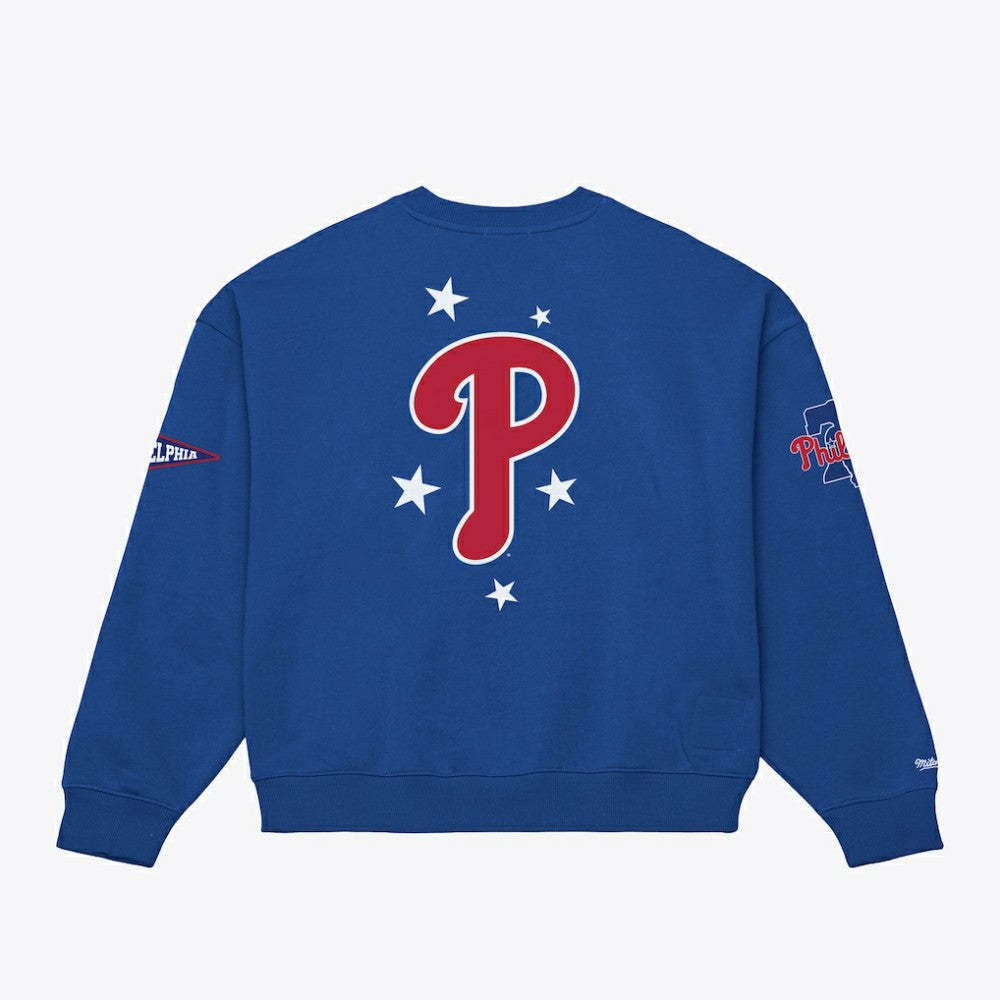 Philadelphia Phillies Mitchell & Ness Women's Pep Rally Sweatshirt - Royal - Mitchell & Ness Discount