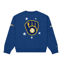 Milwaukee Brewers Mitchell & Ness Women's Pep Rally Sweatshirt - Royal - Mitchell & Ness Lifestyle